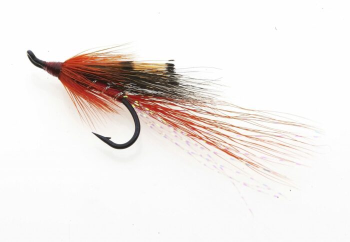 Orange Ally’s shrimp Single Hook Riffling Hitch Version