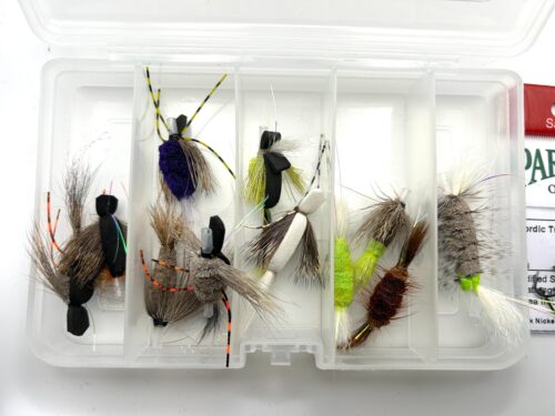 Selection of wake flies for steelhead surface fishing - Medium and Big